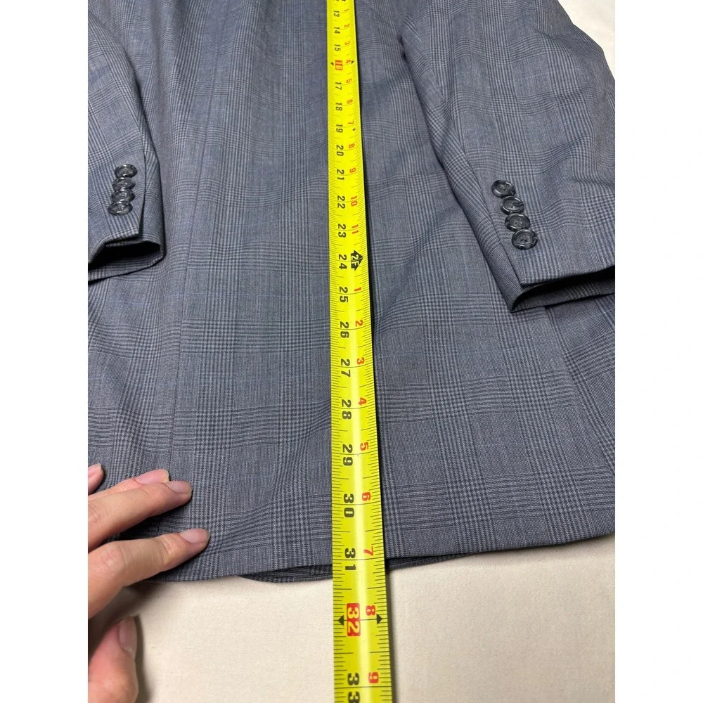 Jos. A. Bank Mens 46R Blue Glen Plaid 100% Wool Tailored‎ Fit Blazer Sport Coat